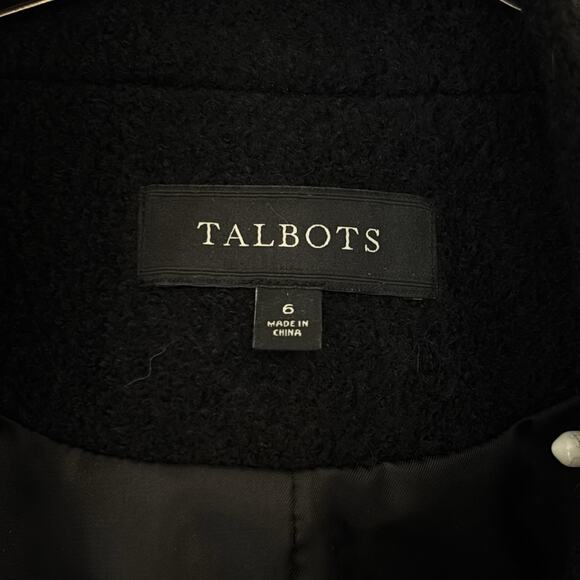 Talbots Wool Blend Hidden Snap Mandarin Collar Jacket | Black Size 6 - Picture 3 of 6